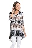 Frumos Womens Hem Line 3/4 Sleeve Hi Low Tie Dye Tunic Black Taupe 2X-Large