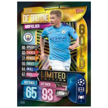 Champions League 2019-20 Topps Match Attax Extra Cards - Kevin De Bruyne Gold Limited Edition Card (LE3G)