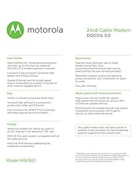 Motorola 24 x 8   Cable de módem, 1000 Mbps, Modelo mb7621, comcast xfinity Certificado