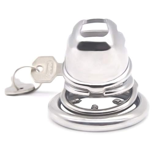 CQ Stainless Steel Chastity Cage Curved Ring Smooth and Comfortable SM Training Fun Cleaning Device T-Shirt (Size : M)