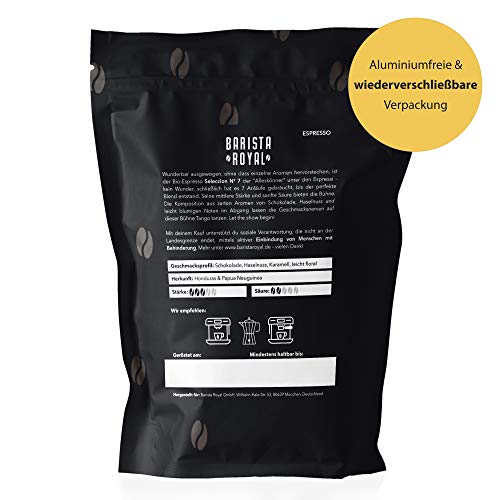 BARISTA ROYAL Bio Espressobohnen 500g "Seleccion No.7" | Frische Kaffeebohnen direkt aus Papua Neuguinea & Honduras | 100% Arabica Espresso ganze Bohnen | Ideal für Vollautomat und Siebträger – Bild 3