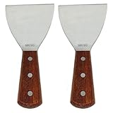 Richohome Wood Handle Stainless Steel Blade Slant Edge Grill Scrapers, 4 By 8.5-Inch (Pack Of 2)