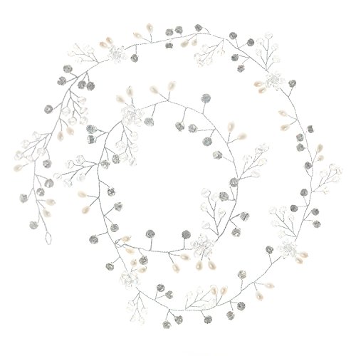 Bridalvenus Wedding Hair Vine Long Silver Bridal Headband Hair Accessories for Bride and Bridesmaid (100cm / 39.3inches)