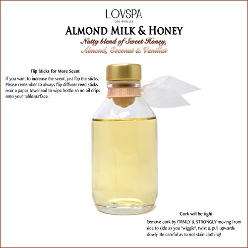 LOVSPA Almond Milk & Honey Diffuser Oil Gift Set | Home Fragrance Made with Natural Essential Oils | Nutty Blend of Sweet & Almond | Winter & Fall Scent for Mom, Dad, Wife or Husband