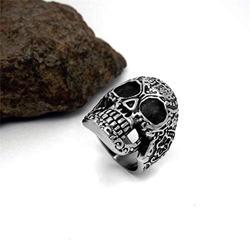 JIEZHI Rvs Skull Ring Voor Mannen Vintage Cool Punk Biker Band Sieraden