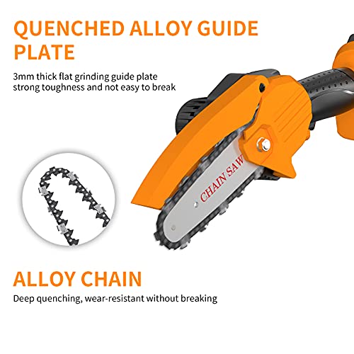 Coofix Mini Chainsaw Cordless,4-Inch One-Hand Handheld Electric Power Small Chain Saw,21V Portable Battery Chainsaw for Garden Farm Orchard Tree Trimming and Branch Wood Cutting