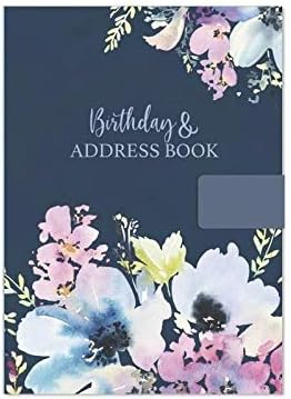 Tallon (7573) A5 Size Address & Birthday Book Satin Navy Blue Fabric Floral Design Magnetic Closure-(21x15cm) Book