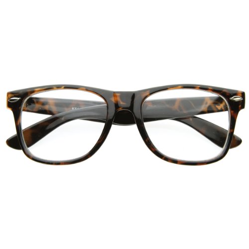 Vintage Inspired Eyewear Original Geek Nerd Clear Lens Horn Rimmed Glasses (Tortoise)