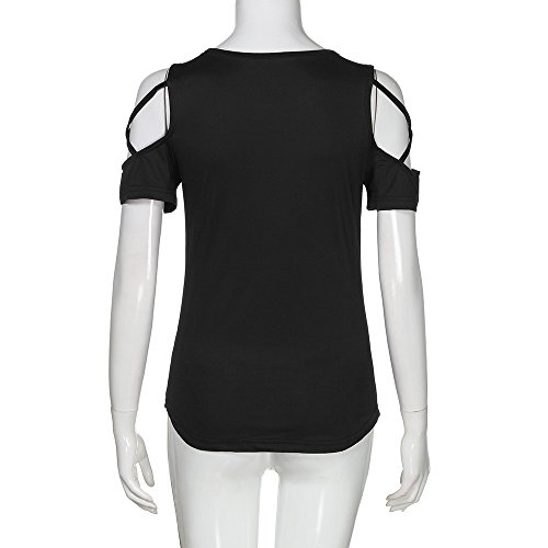 Women's Solid Color Off-Shoulder Short Sleeve Top Summer T-Shirt Top Blouse Black