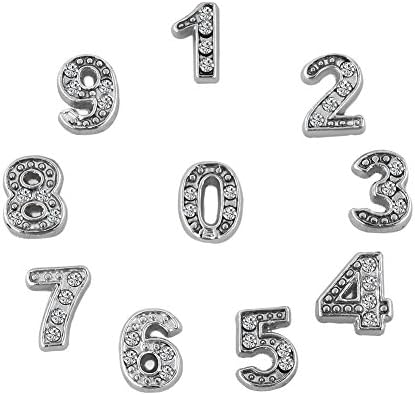Mel Crouch 0-9 Lucky Number Charms A-Z Letter Alphabet Floating Charms Beads for Living Memory Glass Locket Necklaces