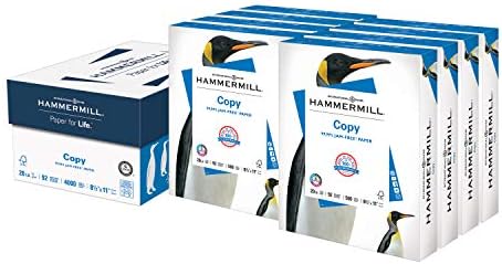 Hammermill Printer Paper, 20 Lb Copy Paper, 8.5 x 11 – 8 Ream (4,000 Sheets) – 92 Bright, Made in the USA Hammermill Printer Paper, 20 Lb Copy Paper, 8.5 x 11 – 8 Ream (4,000 Sheets) – 92 Bright, Made in the USA