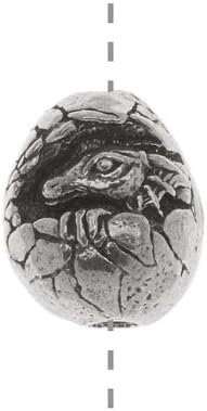 Green Girl Studios Focal Bead, 15mm Dragon Baby, 1 Piece, Pewter