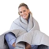 LUNA Weighted Blanket (20 lbs - 60x80 - Queen Size) - Organic Cooling Cotton & Premium Glass Beads - Designed in USA - Heavy Cool Weighted Blanket for Hot & Cold Sleepers - Kids or Adult - Grey