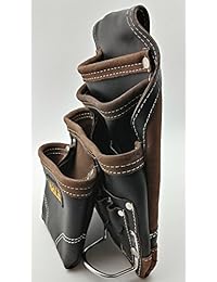 Bolsa de herramientas de cuero dorado resistente, bolsa de herramientas de carpinteros 3150, negro, de aceite, 10 bolsillos, 2 soportes de martillo, costuras reforzadas