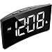 PICTEK Digital Alarm Clock, 5" Curved Dimmable LED Screen, Digital Clock for Kid Senior, Ultra-Clear White Large Number, 6 Brightness, Snooze, 12/24H, Alarm Clock for Bedroom Office (NO Adapter)