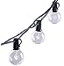 25Ft G40 String Lights with 25 Edison Style Globe bulbs -Black 25 foot Outdoor Light String
