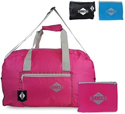 Killiano Foldable Gym Duffel Bag - Premium Quality Lightweight Carry On Luggage or Gym Bag (Pink)