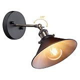 Industrial Wall Sconce, Adjustable Vintage Edison Simplicity Wall Lamp, Loft Style Swing Arm Light Fixtures with Black Metal Shade for Bathroom, Cafe and Club, (NO Plug-in)