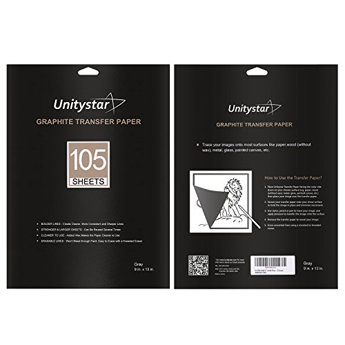 Carbon Paper, UnityStar 105 Sheets Graphite Transfer Paper Tracing Paper for Wood Paper Canvas Metal Painted Artists, Black(9 x 13 inch)