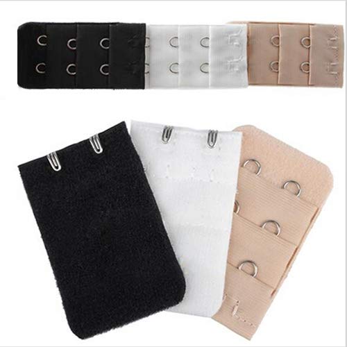 Baost 5Pcs 3 Rows 2 Hooks Lingerie Bra Strap Extender Soft Bra Back Band Extension Bra Extenders Elastic Stretchy Spacing Bra Extender Strap for Women Girls Ladies White - Thumbnail 4