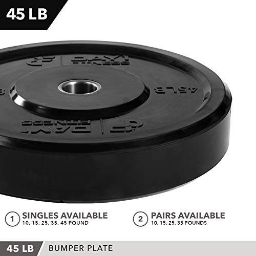 DAY 1 FITNESS Olympic Bumper Weighted Plate 2â€ For Barbells, Bars, 45