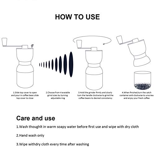 Kagodri Handbetriebene Kaffeemühle, Externe 4-Gang-Gewürzmühle mit Keramikgrat, Küchenmühle – Bild 8