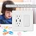 [10 Pack] BESTTEN Screwless Decorator Wall Plate Cover for GFCI Outlet, USB Receptacle, Decor Light, Dimmer, Timer Switch, 2-Gang Standard Size, Child Safe, Unbreakable PC Material, White, UL Listed