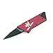 Card Shaped Folding Knife Survival Knife Pocket Knife,with Stainless Steel Shell Black Blade(Red)