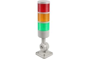Luban Stack Lights, Industrial Signal Tower with Rotatable Base, Steady/Flashing Light Switchable, 12V/24V DC (3-Layer, No Buzzer)