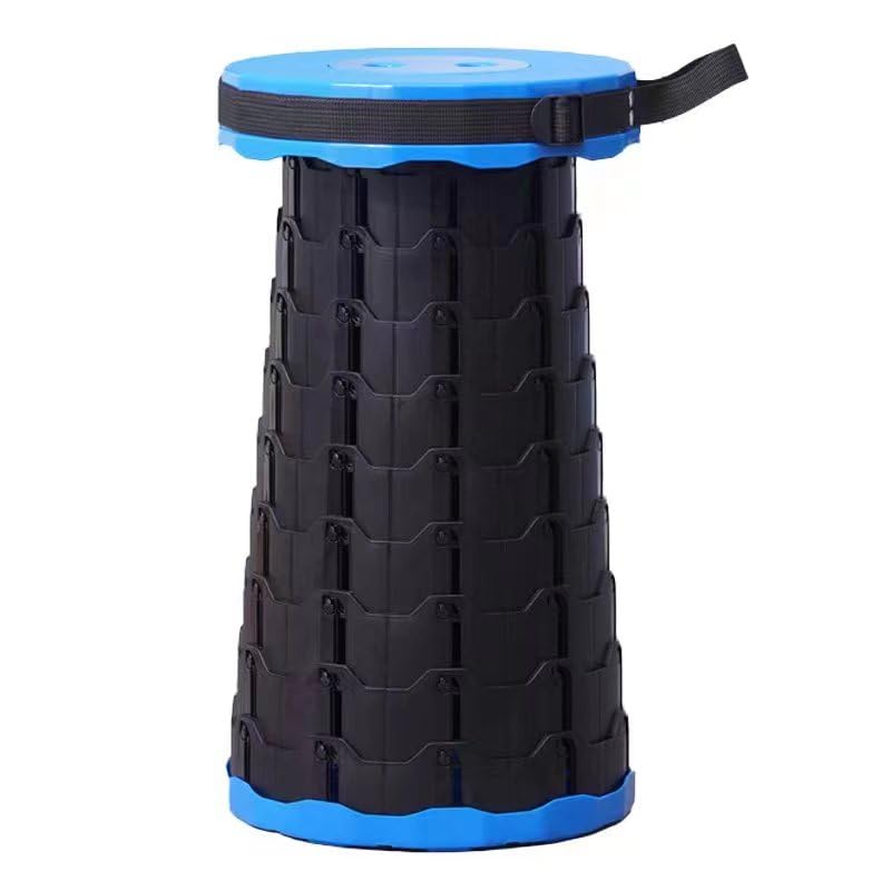 Telescopic Stool by A2Z2U Group. Collapsible Stool for Adults. Best for Camping/Travel. Holds Up to 250kg (550lbs, 40 stone). Made from Sturdy Plastic. (Blue & Black)