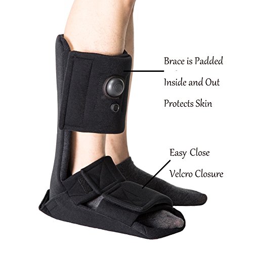 Plantar Fasciitis Night Splint, Adjustable Soft Medical Pneumatic Brace Boot for Pain Relief Black Large