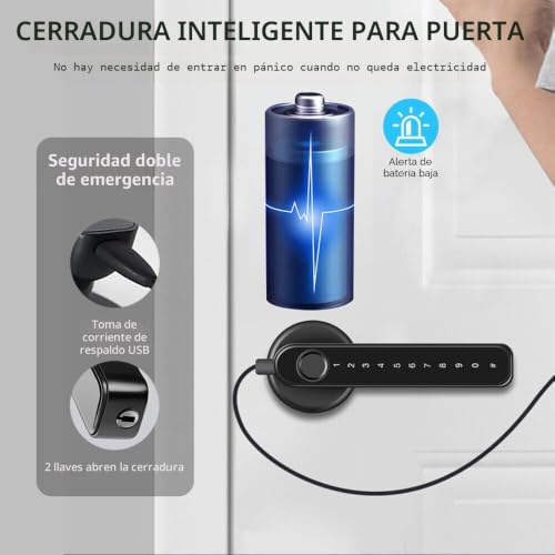 Xenocam Fingerprint Smart Door Lock with Keypad Handle for Home Apartment Office Front Door Bedroom Keyless Entry Door Lock