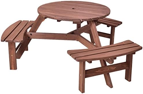 Patio Relax Style Patio 6 Person Outdoor Wood Picnic Table Beer Bench Set Pub Dining Seat Garden