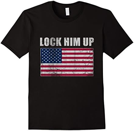 Men's Patriotic Lock Him Up Shirt 2XL Black