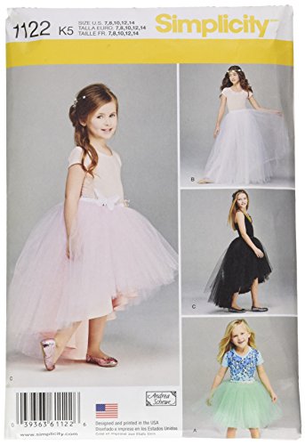 SIMPLICITY Patterns 1122 Child's and Girls' Tulle Skirts, K5 (7-8-10-12-14)