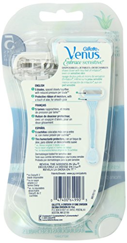 Gillette Venus Embrace Sensitive Women's Disposable Razor, 2 Count, Womens Razors / Blades
