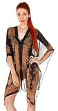 Women's Summer Batwing Sleeve Chiffon Swimsuit Cover Up Poncho with Button,Black