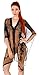 Women's Summer Batwing Sleeve Chiffon Swimsuit Cover Up Poncho with Button,Black
