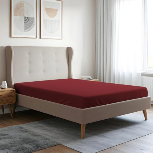 Pizuna Spannbettlaken 170x200 180x200cm Baumwolle Rio-Rot 400 Fadenzahl