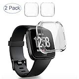 FINENIC Compatible for Fitbit Versa Protective Case, Slim Screen Protector Plated TPU Case Scratch Resistant Cover Compatible Fitbit Versa Smart Watch (Clear)