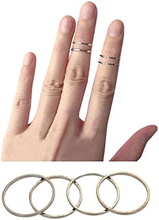 Pink Universe Fashion Cool Fine Polished Brass Finger Rings of 4 in 1 set (silver)
