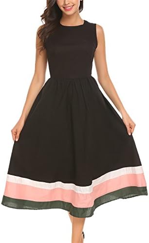 Funpor Women's Vintage Sleeveless A Line Flare Party Cocktial Dress