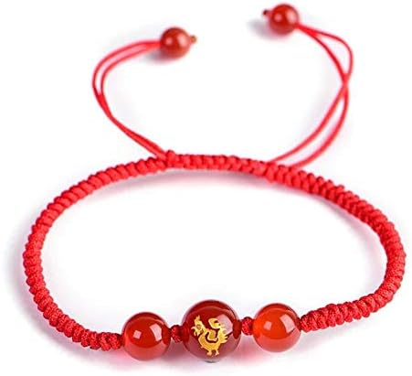 Joyhul Chinese Zodiac Animal Red Rope Lucky Bracelets Agates Stone Beads Couple's Charm Bracelet Hand Weaved Women Jewelry