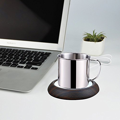USB Coffee Mug Warmer for Office/Home Use (Dark wood)