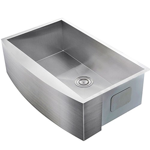 VCCUCINE 36 Inch 16 Gauge Apron Front Brushed Nickel Farmhouse Kitchen Sink, 10 Inch Deep Drop 304 Stainless Steel Single Bowl Sink with Dish and Drain Assembly - Thumbnail 5