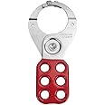 Master Lock Lockout Hasp with Vinyl Coated Handle and Locking Tabs, 1-1/2" Inside Jaw Diameter,Red
