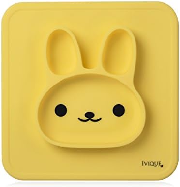 Yellow Silicone Baby Placemat with Suction 1 Divided Kids Plates Dinner Mat for Toddlers, Babies, Kids and Infants BPA Free with Strong Sticky Table Suction Dishwasher and Microwave Safe (Yellow)