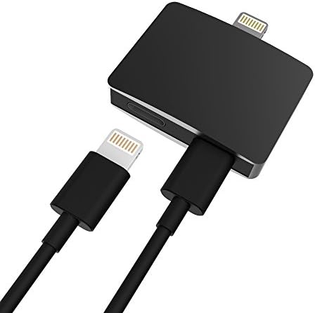 Jiaguoe iPhone 7 Dual Lightning Adapter Compatible Charging Cable For iphone7/7s ,Lightning Headphone Audio +Lightning Charging for iOS 11 (Black)