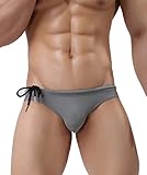 Men's Fashion Low-rise Swimming Briefs Pure Color Bikini Swimwear (XL:32