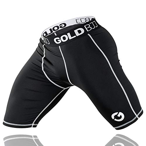 Gold BJJ Jiu Jitsu Compression Shorts Base Layer for Gi and NoGi